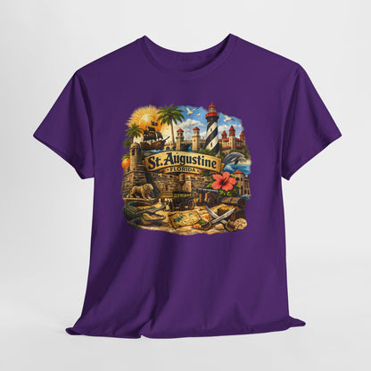St. Augustine Florida Vintage Travel Tee — Retro Beach & Lighthouse Souvenir T-Shirt