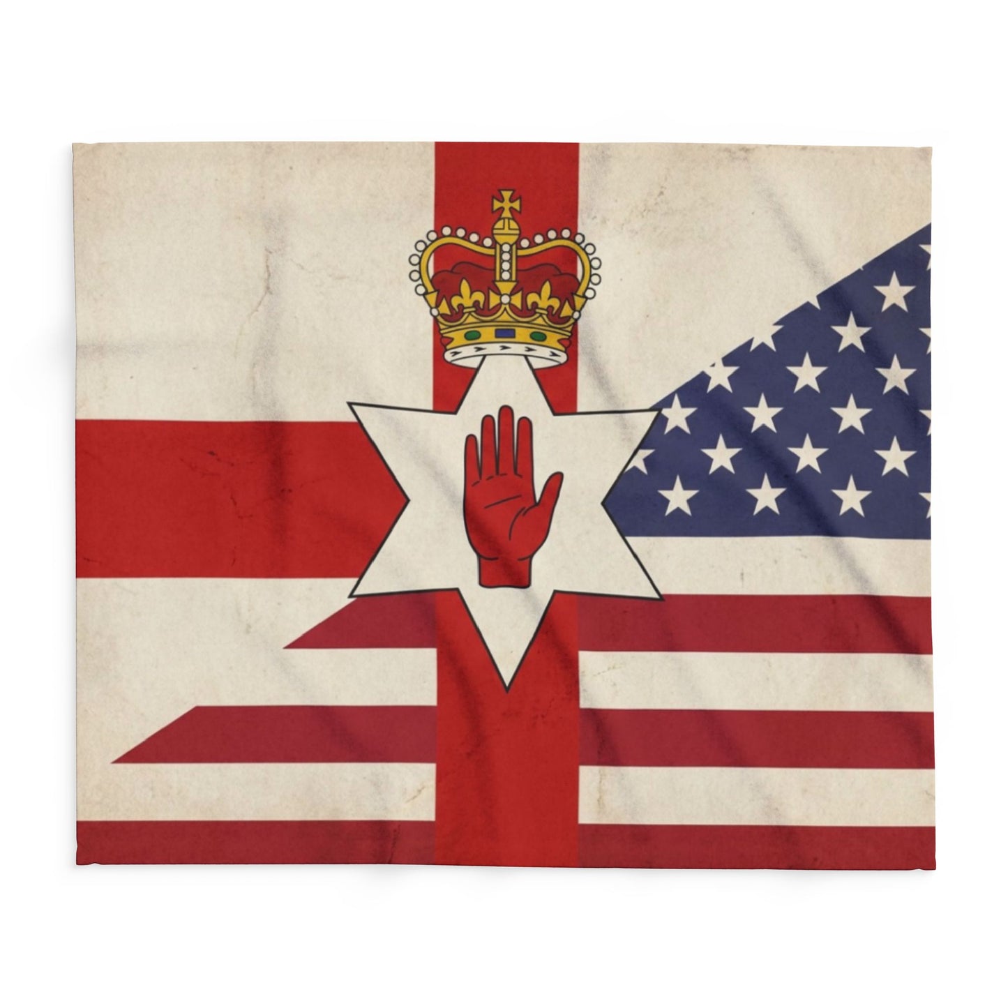 Northern Ireland & USA Flags Fleece Blanket — Vintage British/USA Ulster Flag Design
