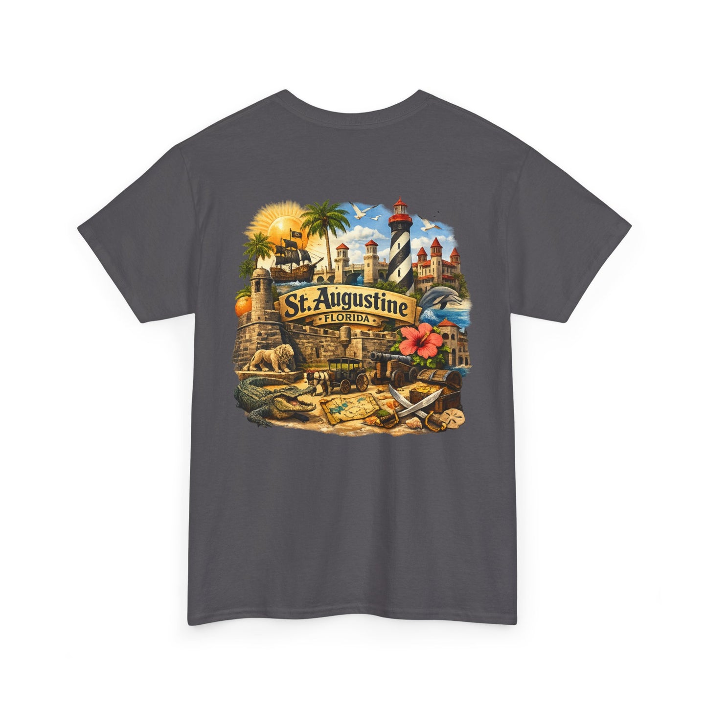 St. Augustine Florida Vintage Travel Tee — Retro Beach & Lighthouse Souvenir T-Shirt