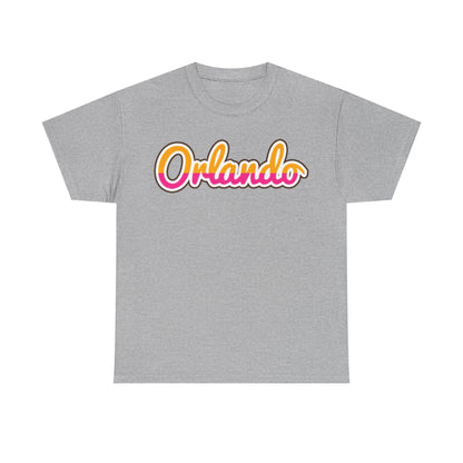 Orlando Retro Script Tee — Vintage Sunset City Souvenir Shirt
