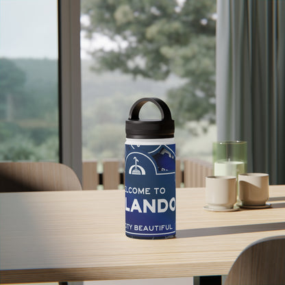 Orlando Stainless Steel Water Bottle — "Welcome to Orlando" Travel Bottle with Handle Lid