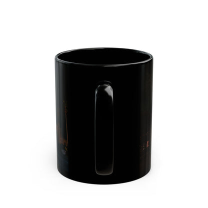 Universal HHN Black Ceramic Mug — Nighttime Theme Park Arch Photo (11oz & 15oz)