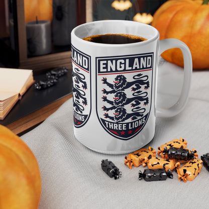 England Three Lions Ceramic Coffee Mug — 11oz & 15oz Football Fan Gift