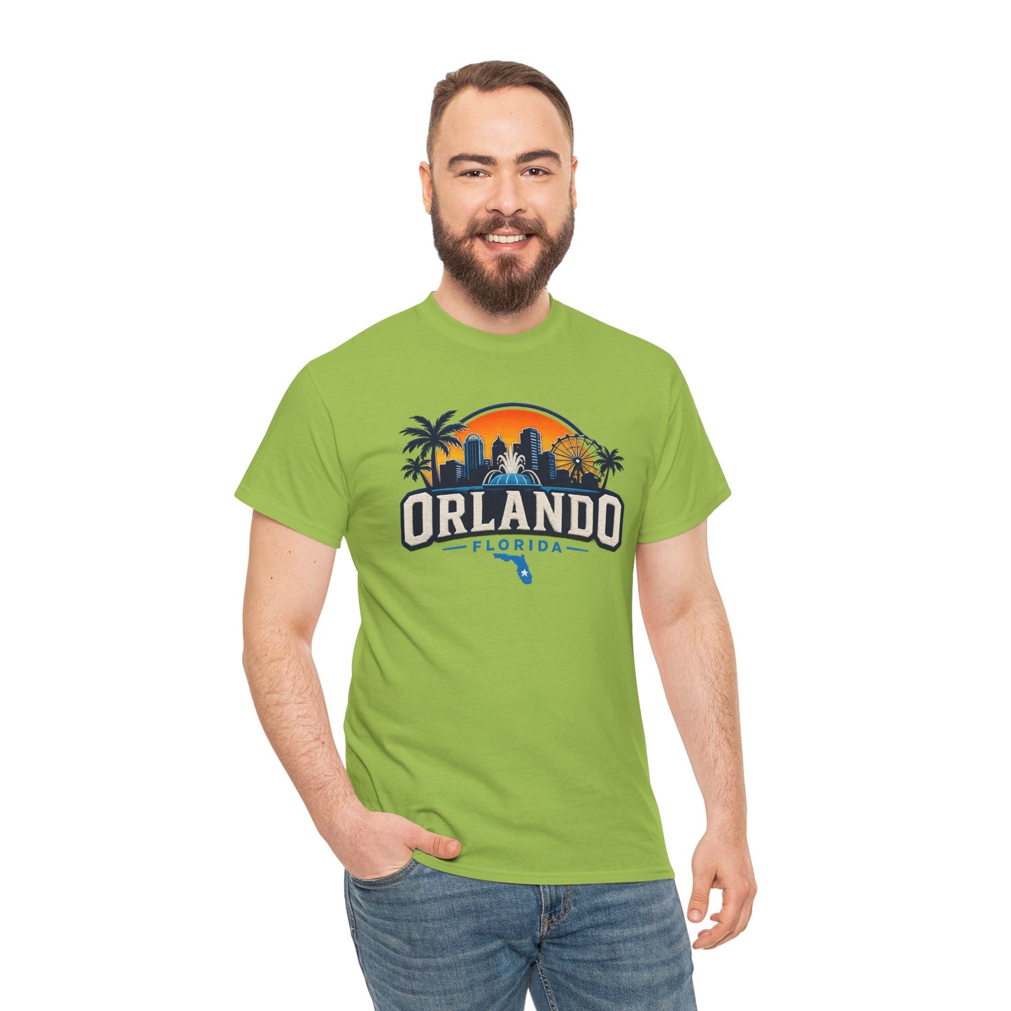 Orlando Florida Sunset T-Shirt — Retro Skyline & Palm Tree Vacation Tee