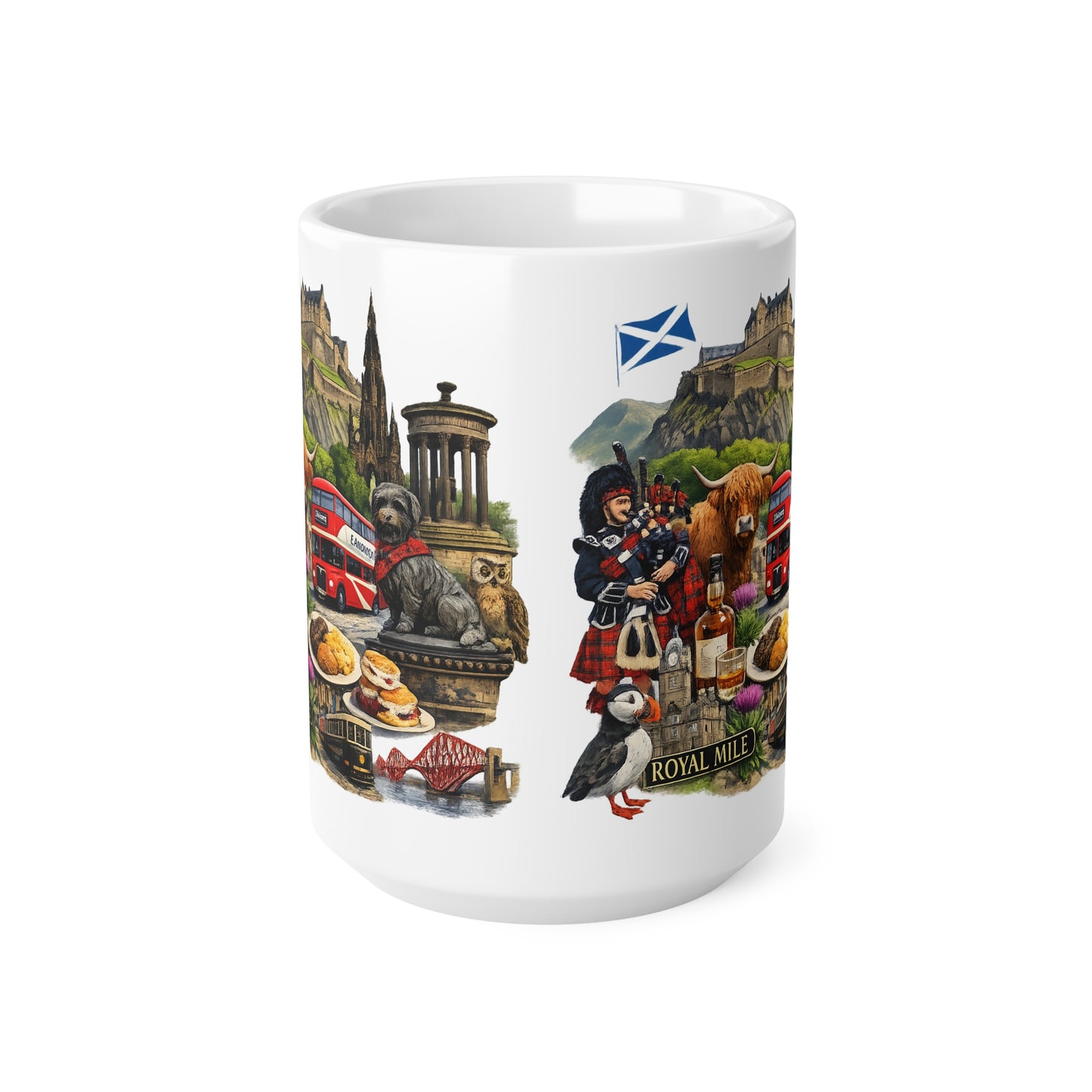 Scotland Souvenir Coffee Mug — Edinburgh Icons Collage (11oz & 15oz)