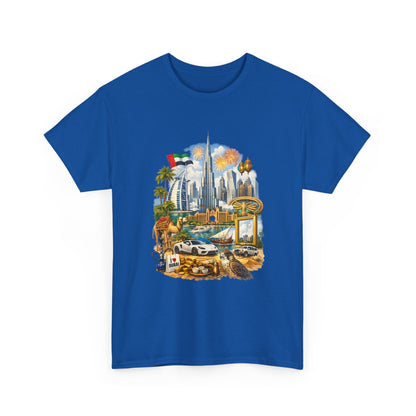 Dubai Skyline Beach Vacation T-Shirt – Retro Travel Collage Tee