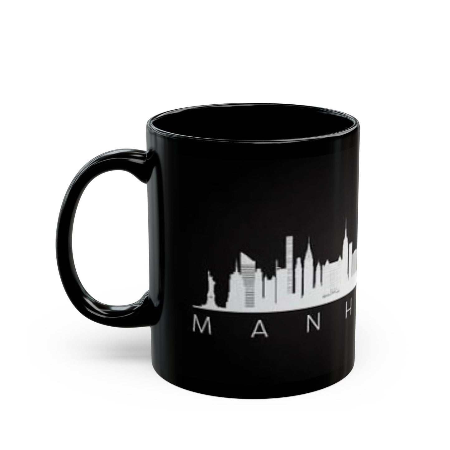 Manhattan Skyline Black Mug — Cityscape Coffee Cup (11oz & 15oz)