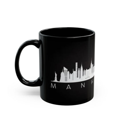 Manhattan Skyline Black Mug — Cityscape Coffee Cup (11oz & 15oz)