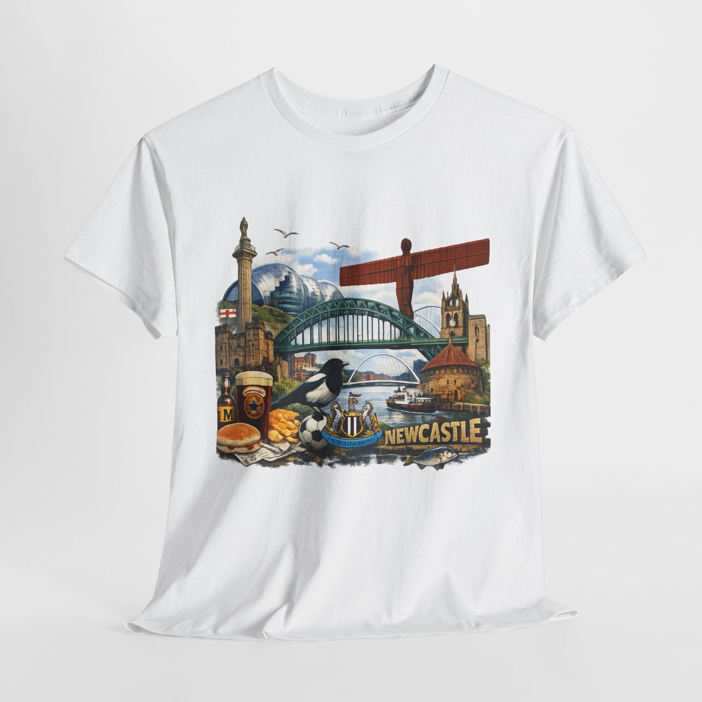 Newcastle Upon Tyne Landmark Tee — Vintage Cityscape T-Shirt