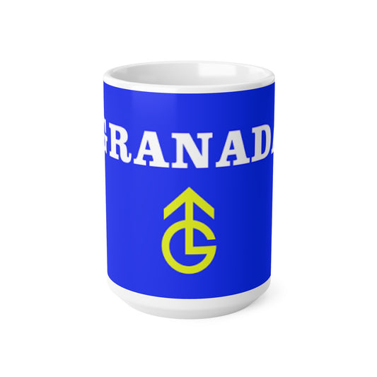 Granada TV Retro Emblem Ceramic Coffee Mug — Blue & Yellow Crest 11oz/15oz
