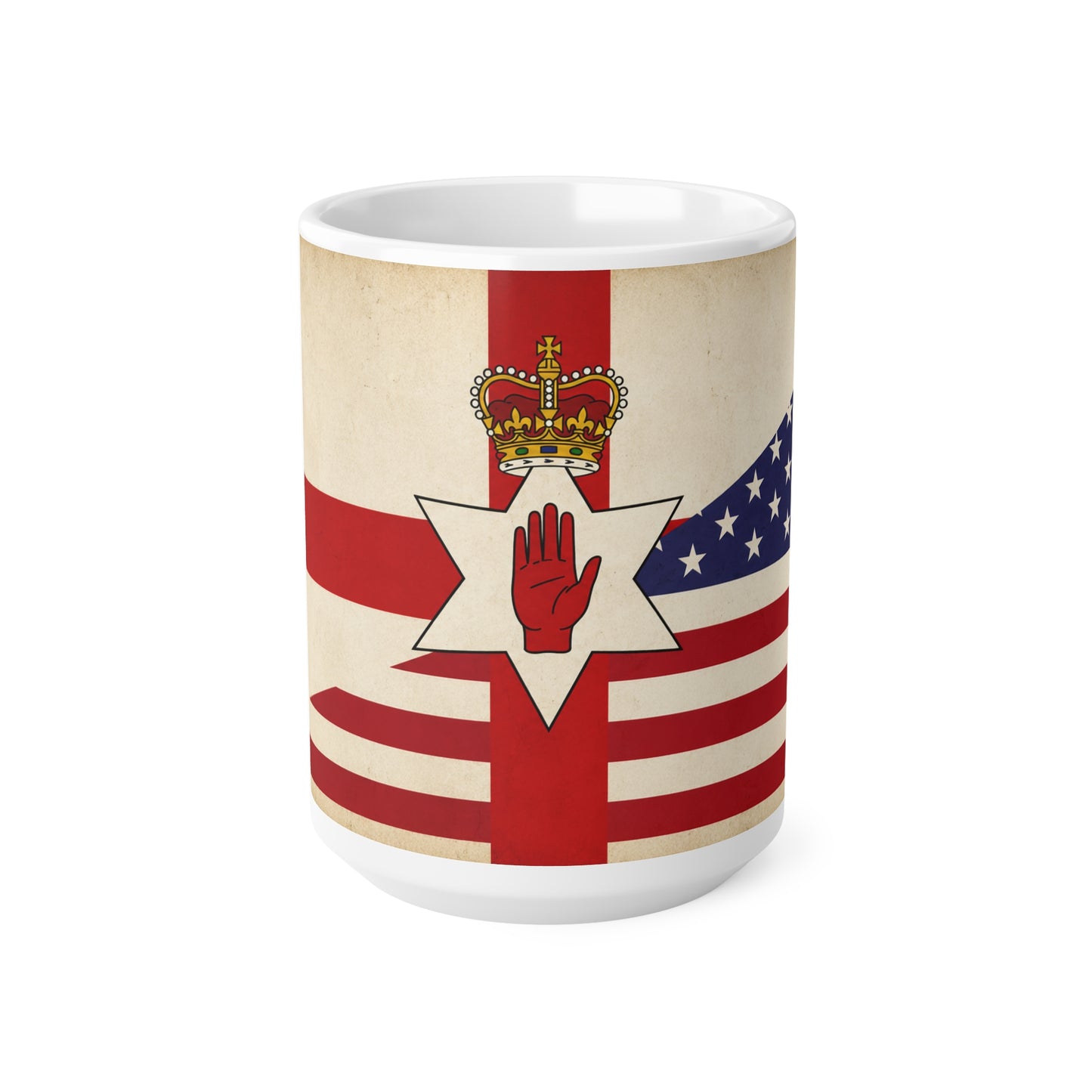 Northern Ireland / USA Ceramic Mug — Irish-American Union Flag Design (11oz, 15oz)