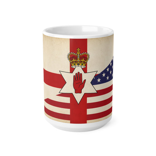 Northern Ireland / USA Ceramic Mug — Irish-American Union Flag Design (11oz, 15oz)