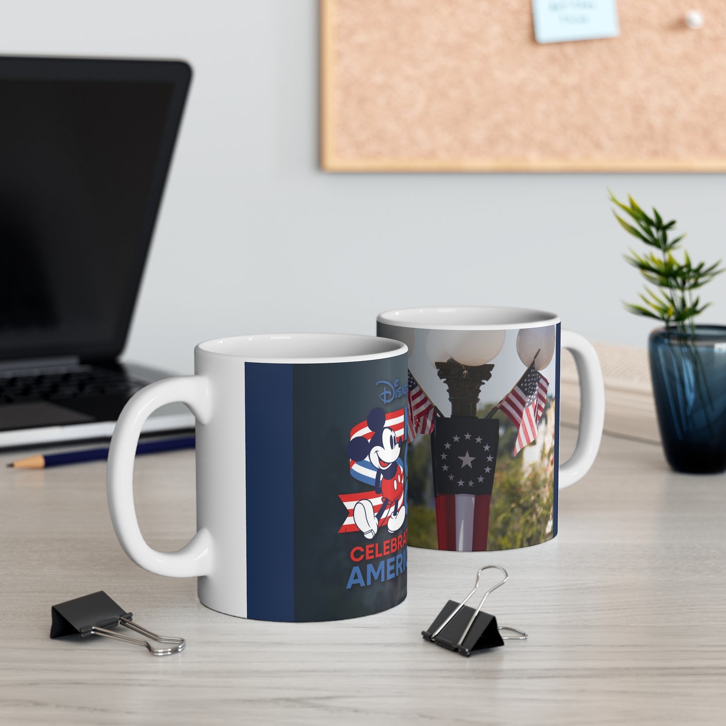 Disney Mickey 'Celebrates America' Flag Mug — Patriotic 11oz & 15oz Coffee Cup