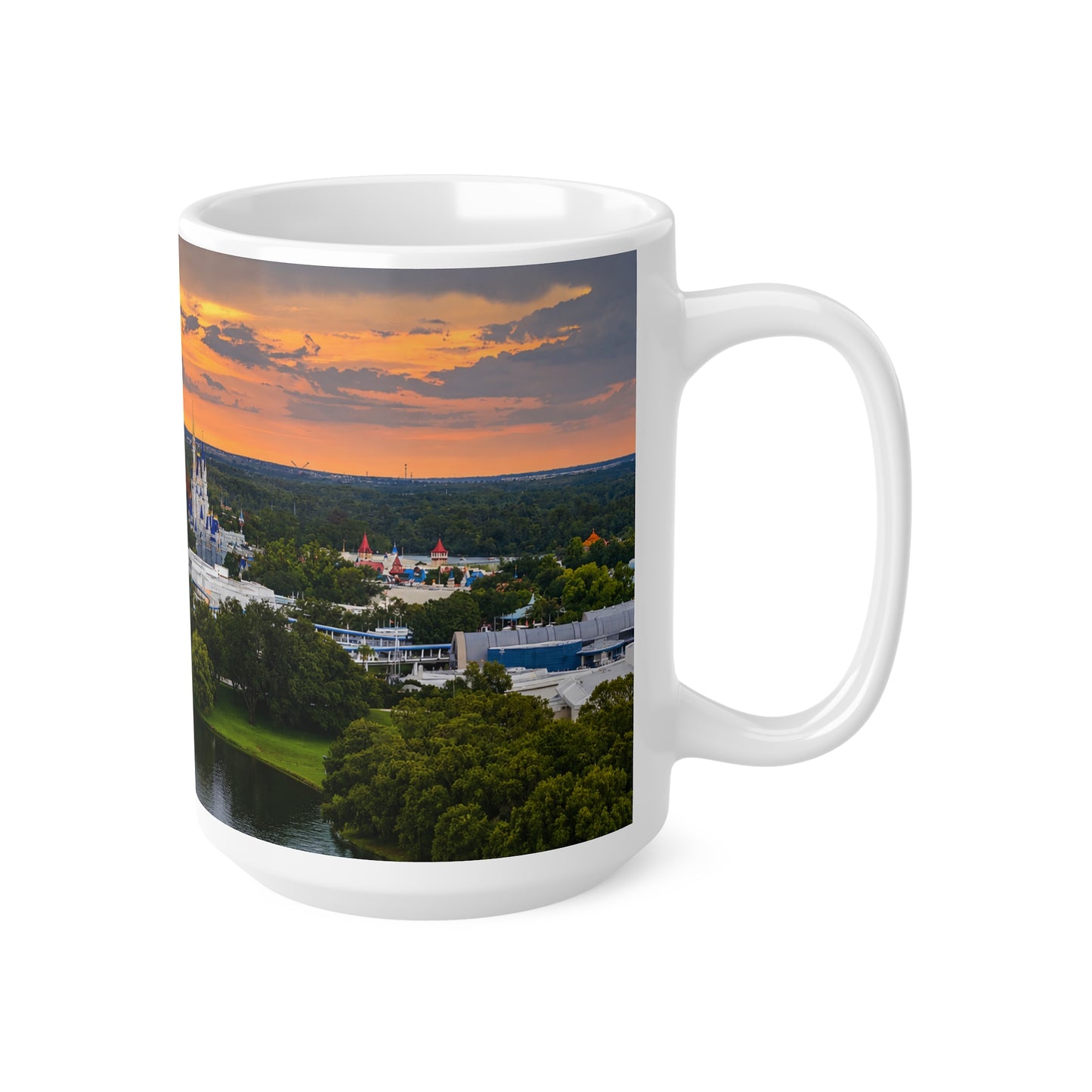 Magic Kingdom Castle Sunset Coffee Mug — Scenic Theme Park Skyline Ceramic Mug (11oz & 15oz)