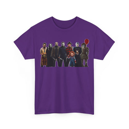 Horror Icons Collage T‑Shirt — Retro Movie Villains Graphic Tee