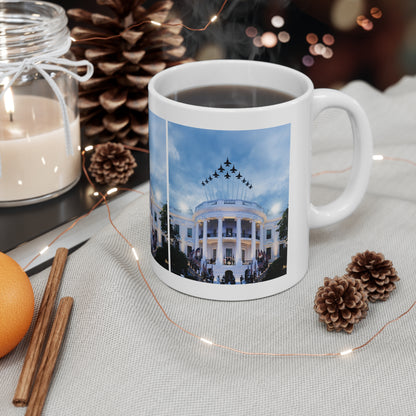 Patriotic White House Panorama with Jet Flyover 11oz/15oz Ceramic Mug