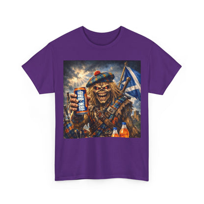 Scottish Rock Skull T‑Shirt — Eddie the Piper with Flag & Can Graphic Tee