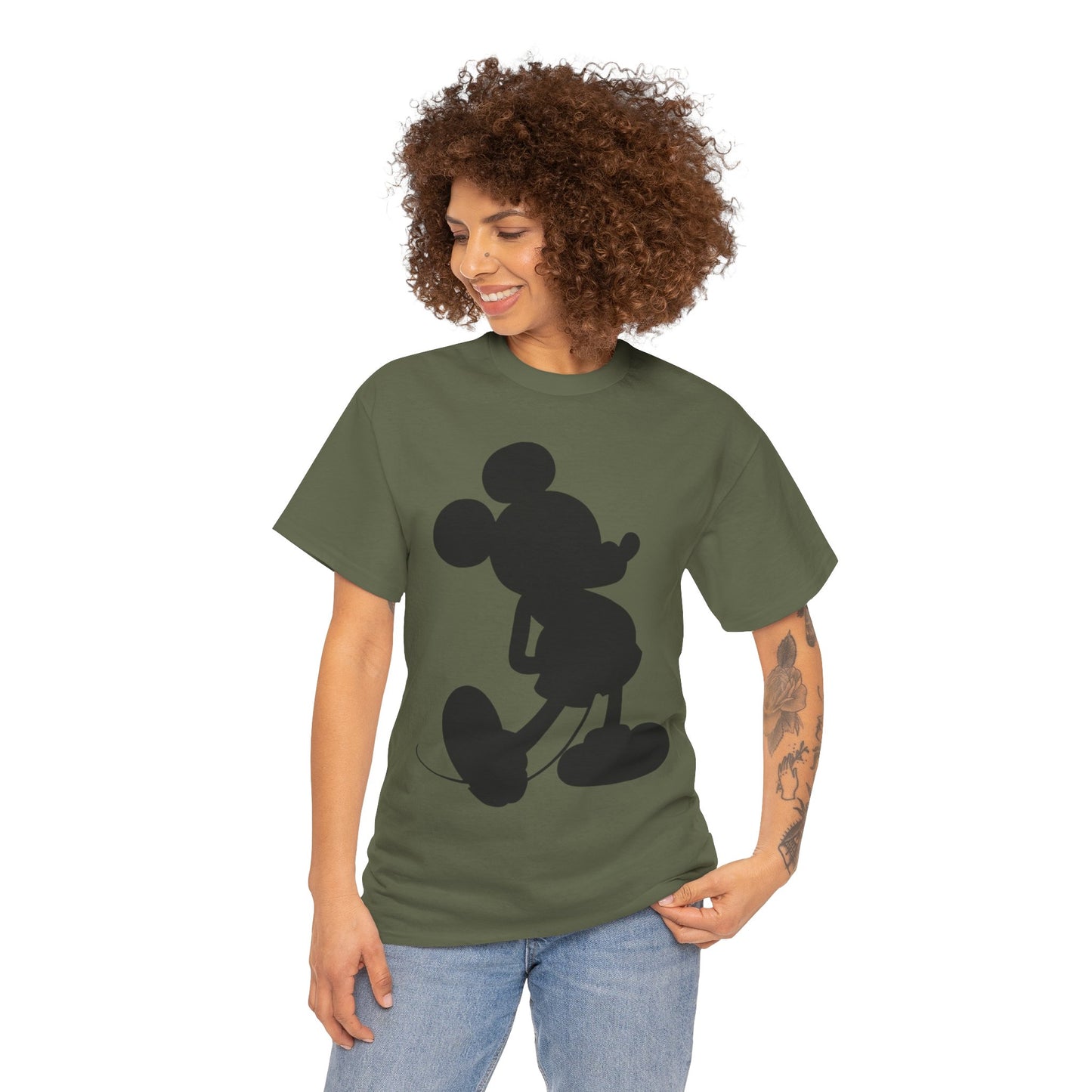 Mickey Mouse Silhouette Graphic Tee — Retro Cartoon Shadow T-Shirt