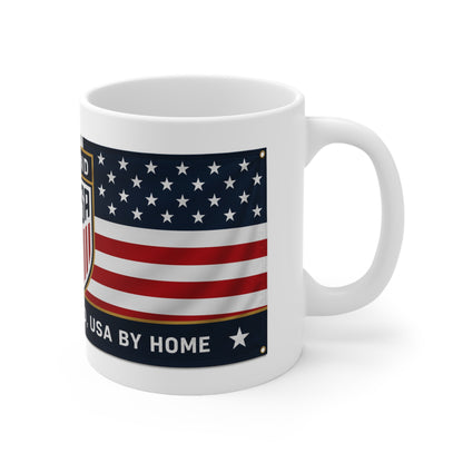 England USA Flag Crest Mug — Ceramic 11oz & 15oz (England by Blood, USA by... Design)