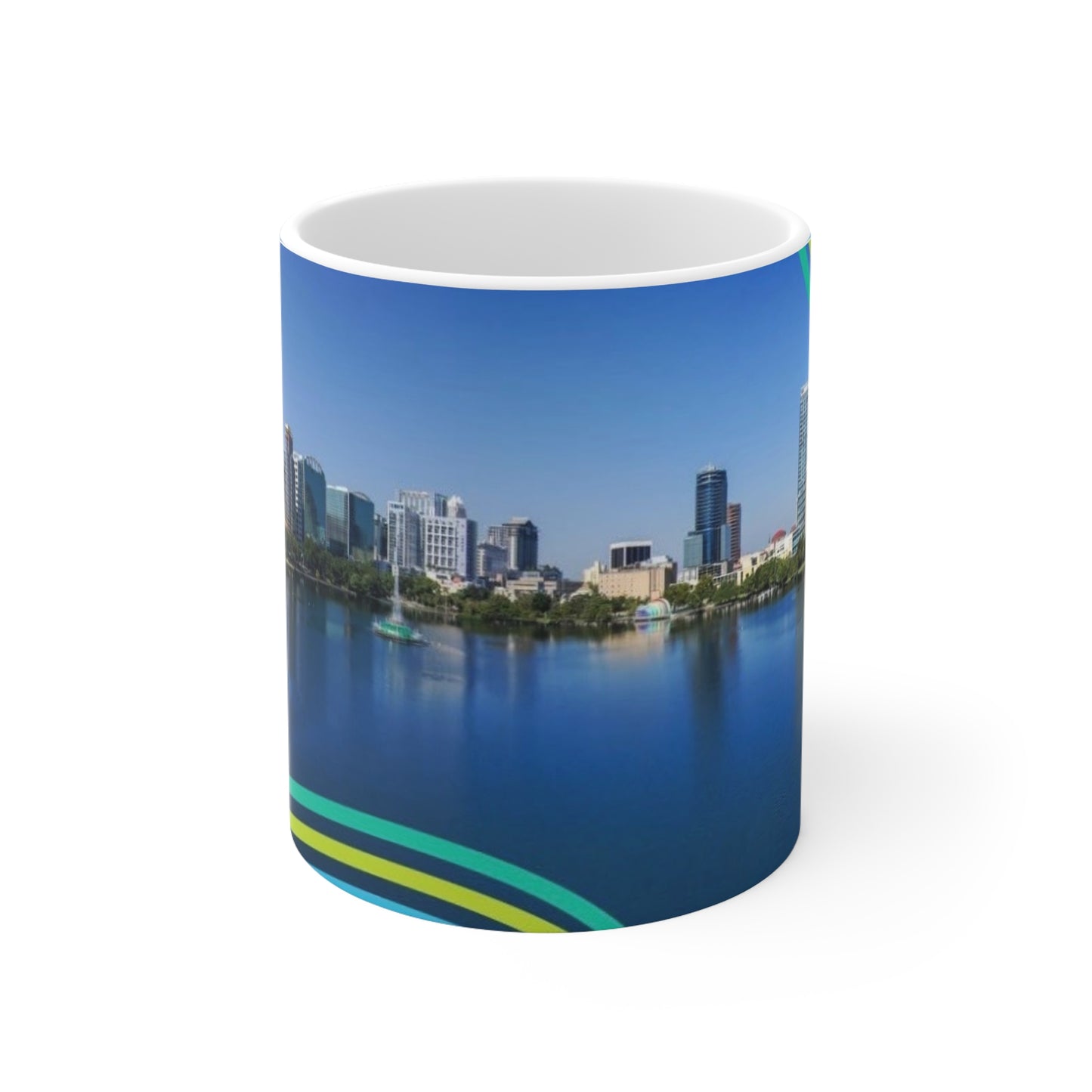 Orlando Lake Eola City Skyline Coffee Mug — Scenic Waterfront 11oz & 15oz Ceramic Cups