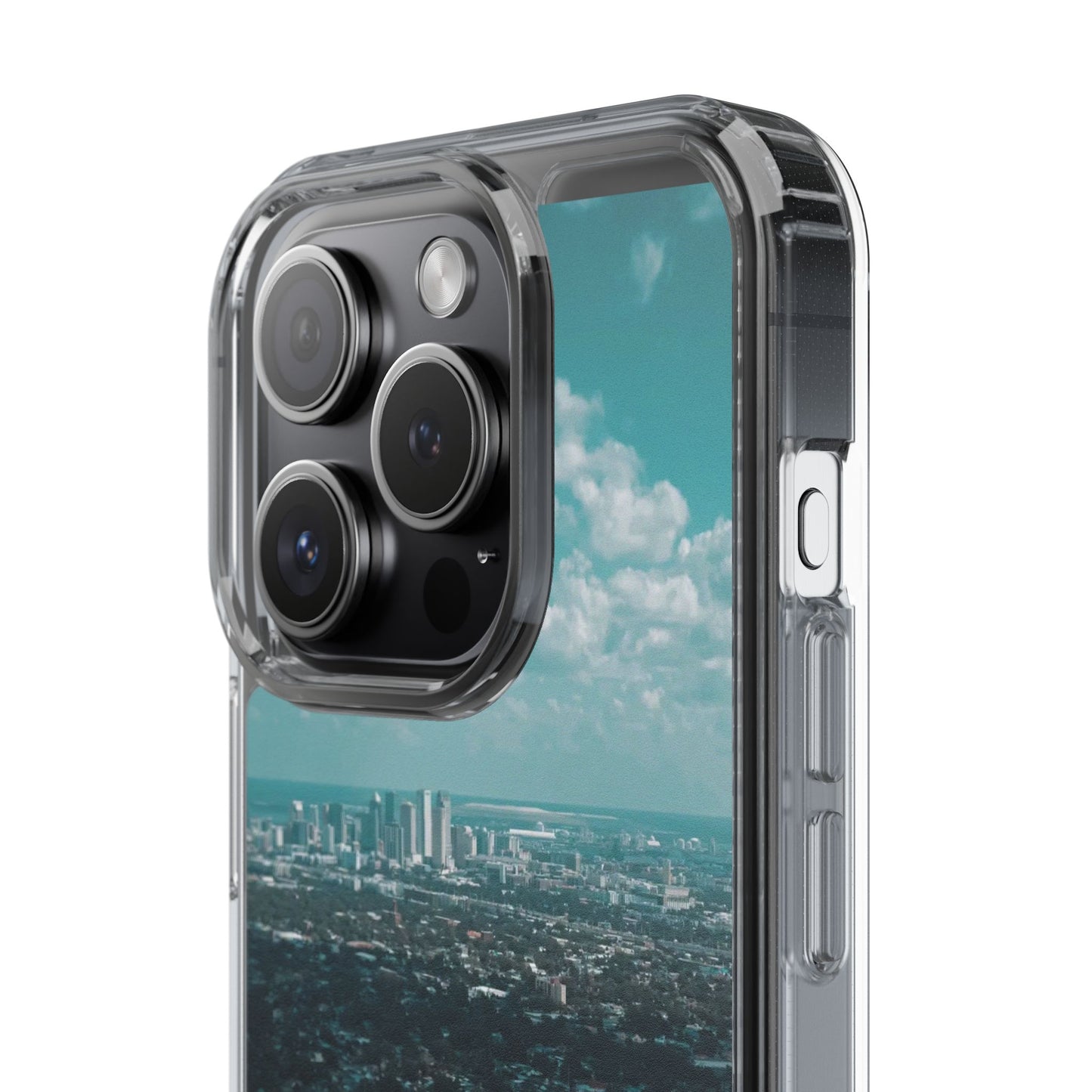 Tampa Bay Raymond James Stadium Clear Phone Case — Aerial City Stadium Design