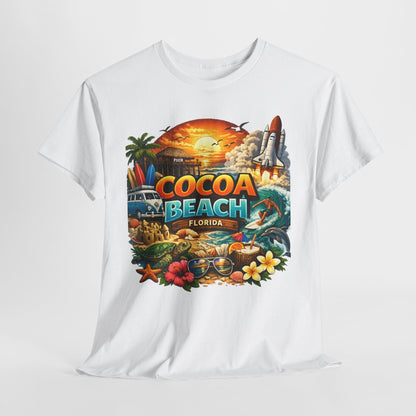 Cocoa Beach Florida Sunset Surf T-Shirt — Retro Beach Vacation Graphic Tee