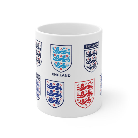 England Football Crest Mug — Ceramic Coffee Cup 11oz/15oz