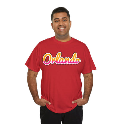 Orlando Retro Script Tee — Vintage Sunset City Souvenir Shirt
