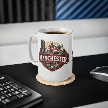Manchester England Ceramic Coffee Cups, 11oz, 15oz