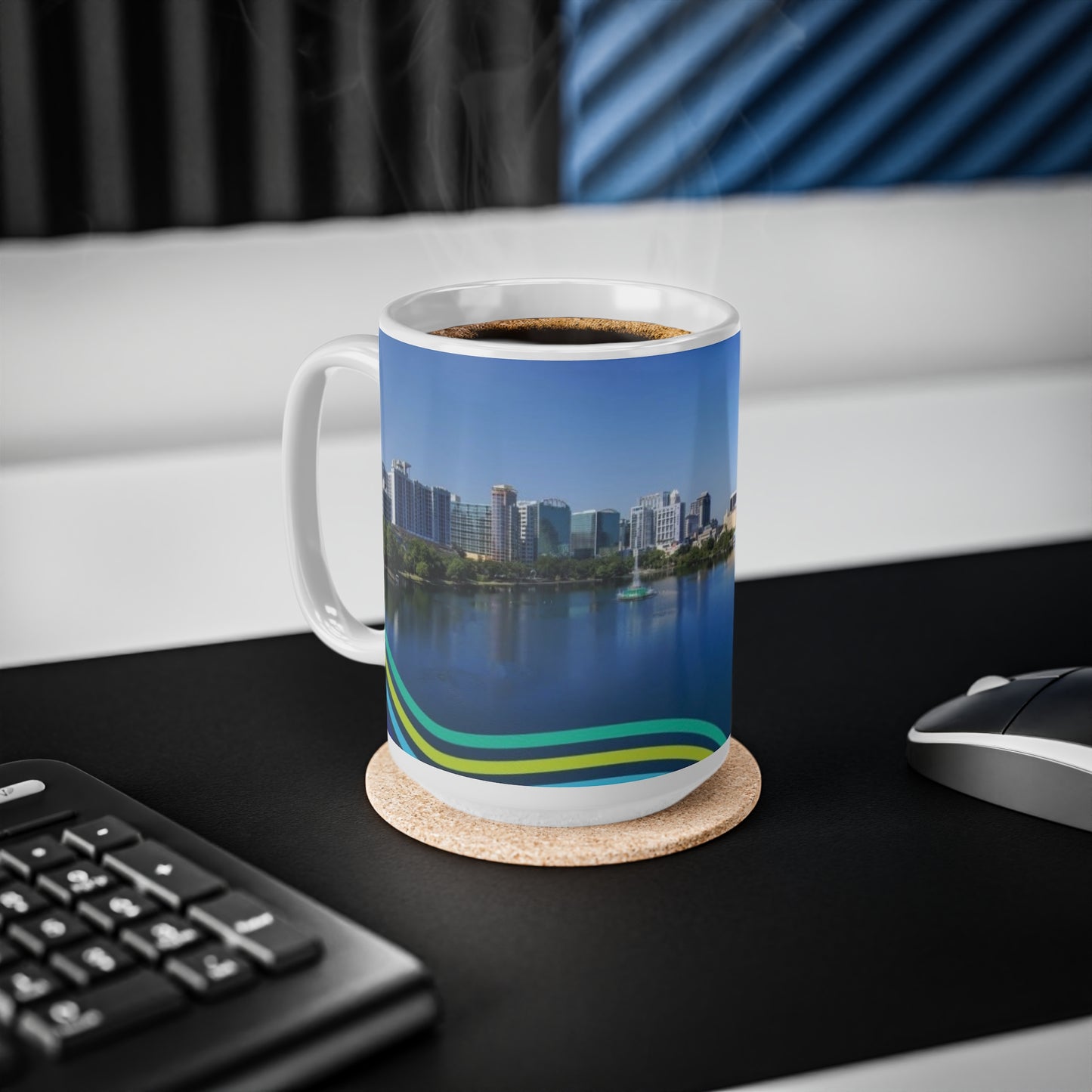 Orlando Lake Eola City Skyline Coffee Mug — Scenic Waterfront 11oz & 15oz Ceramic Cups