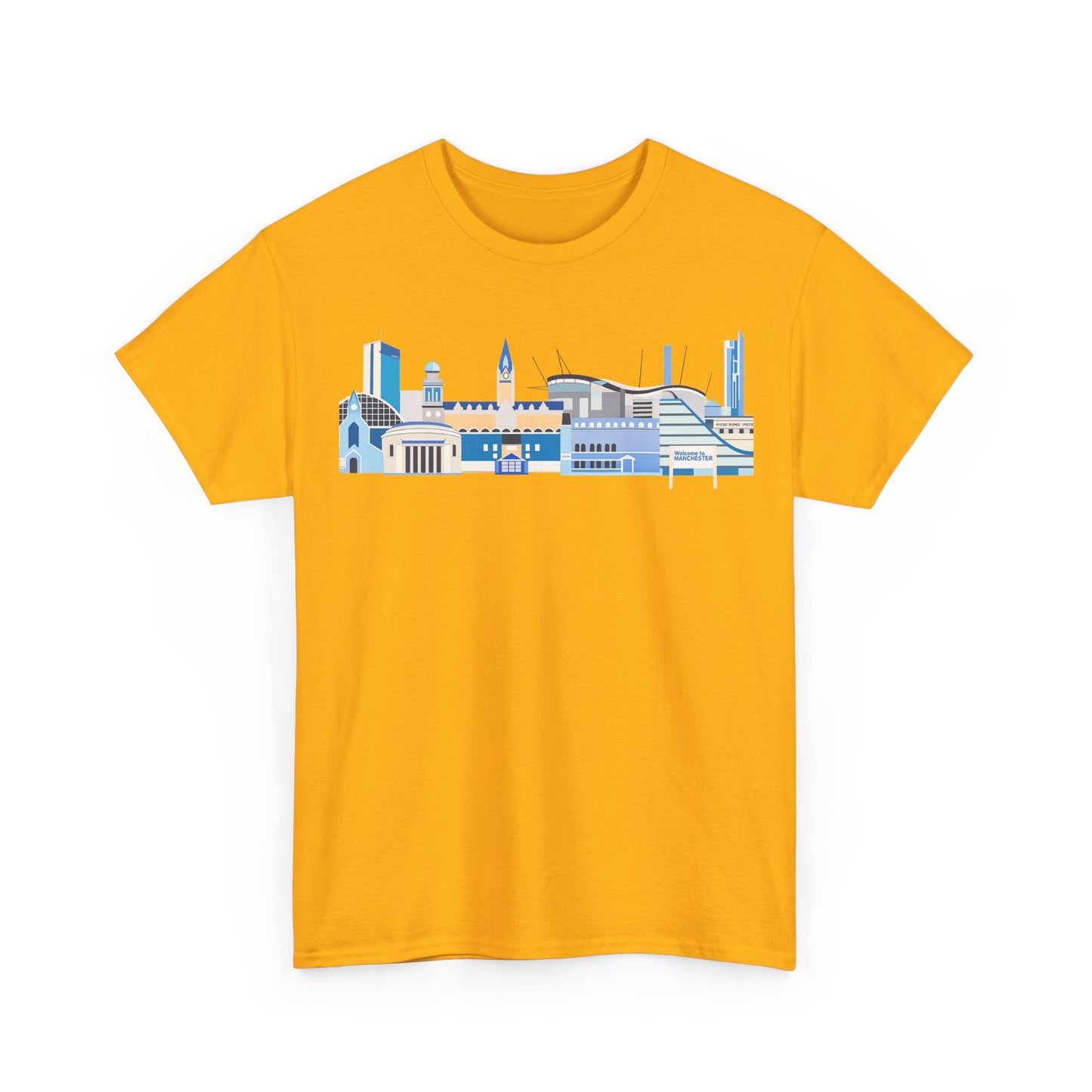 Manchester City Skyline Tee — Minimal Blue Urban Landscape T‑Shirt