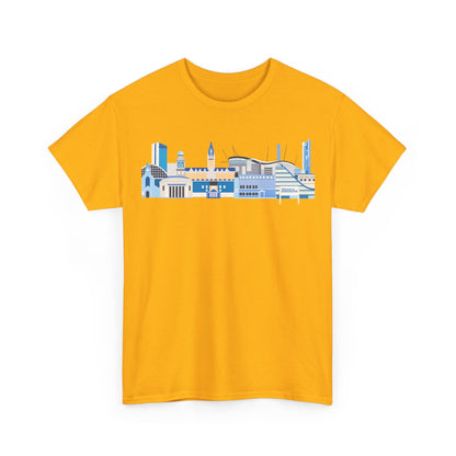 Manchester City Skyline Tee — Minimal Blue Urban Landscape T‑Shirt