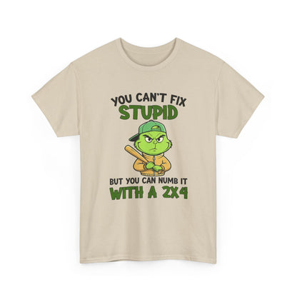 Funny Carpenter T‑Shirt — "You Can't Fix Stupid But You Can Numb It With a 2x4"