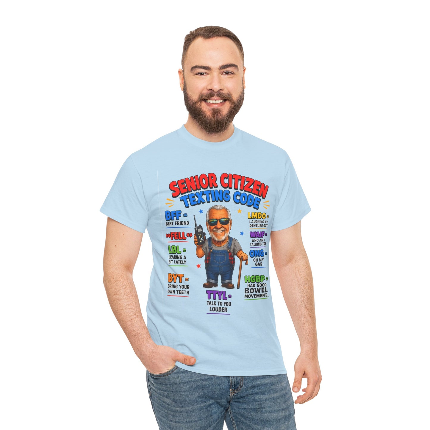 Senior Citizen Texting Code T-Shirt — Funny Grandpa Grandma Retirement Gift