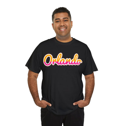 Orlando Retro Script Tee — Vintage Sunset City Souvenir Shirt