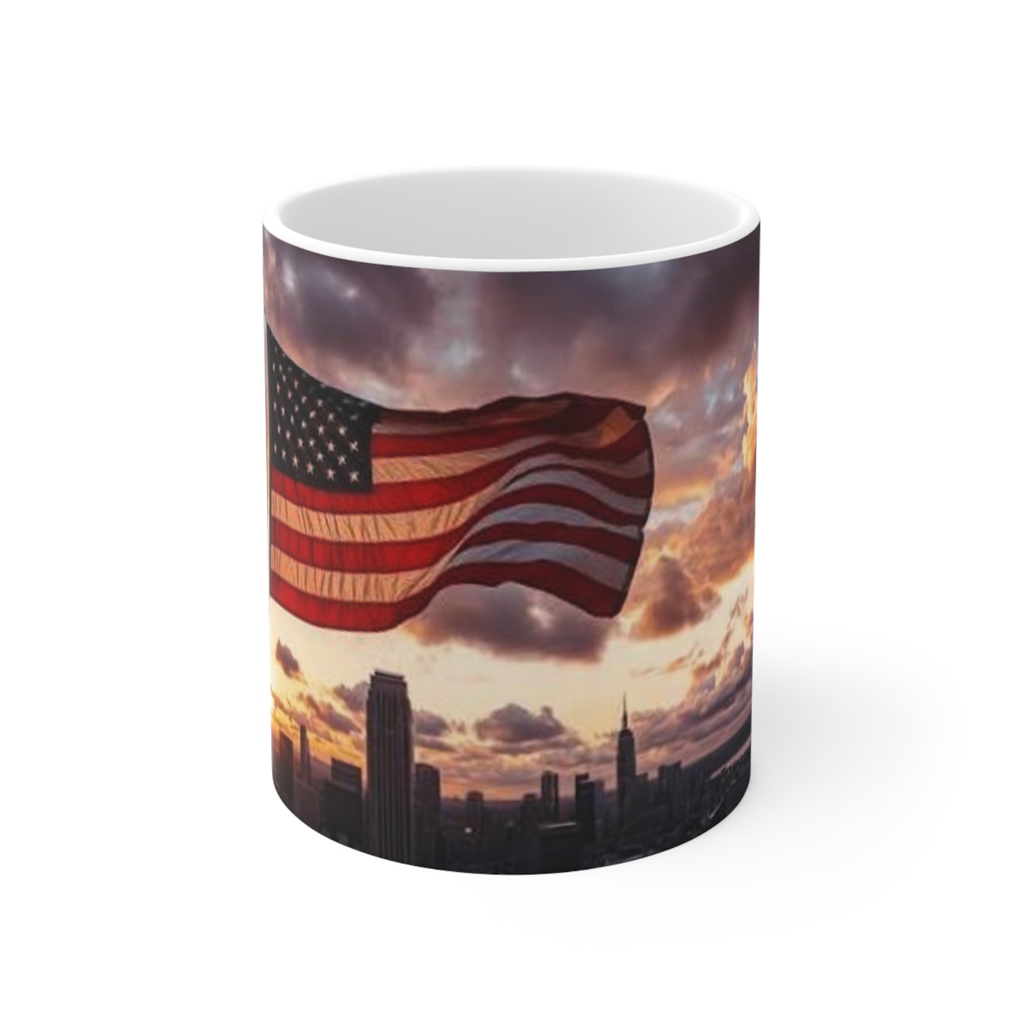 American Flag Sunrise Ceramic Coffee Mug — Patriotic USA 11oz & 15oz
