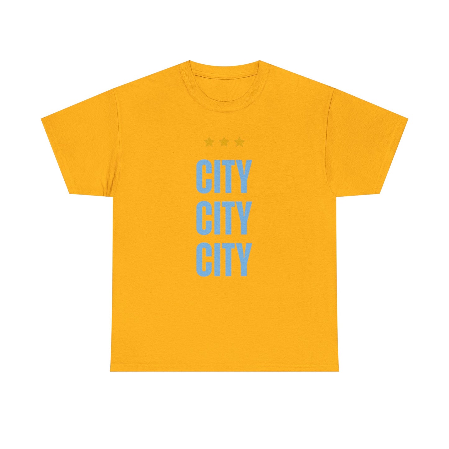 Manchester City City City Tee — Minimal Skyline Graphic T‑Shirt with Three Stars