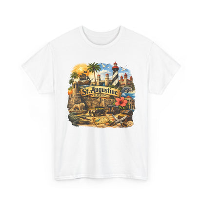 St. Augustine Florida Vintage Travel Tee — Retro Beach & Lighthouse Souvenir T-Shirt