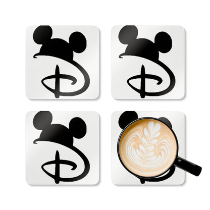 Mickey Silhouette Cork Coaster Set — Disney-Inspired Drink Coasters (4-Pack)