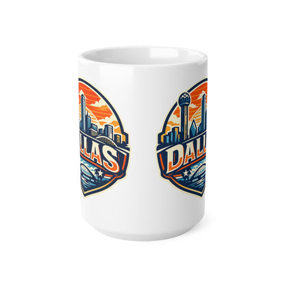 Dallas Skyline Ceramic Coffee Mug — Retro Cityscape 11oz & 15oz