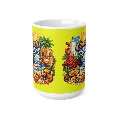 Costa del Sol Ceramic Coffee Mug — Spanish Beach Travel Souvenir, 11oz & 15oz