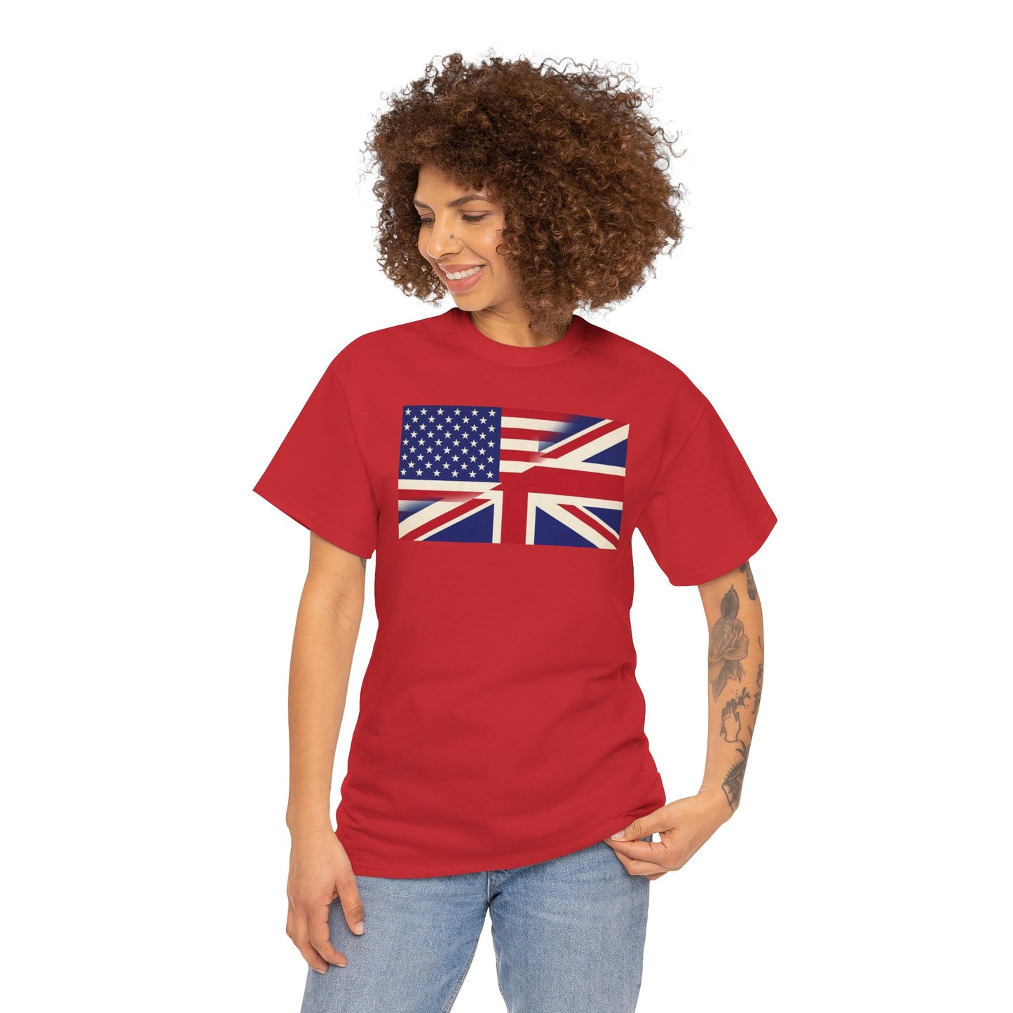 USA-UK Flag Graphic Tee — American British Union Jack Mashup T-Shirt