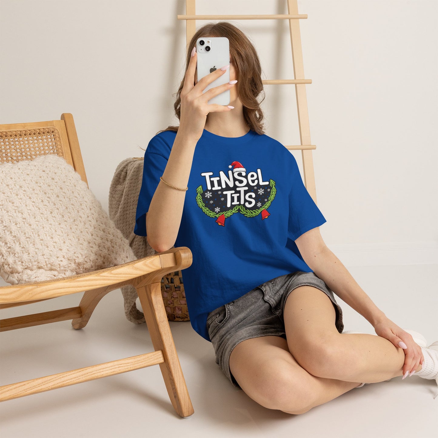 T-Shirt — "Tinsel Tits" Funny Christmas Wreath Holiday Tee