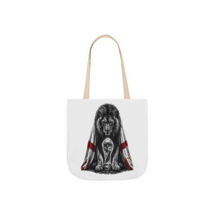 England Lion Guardian Canvas Tote — Protective Lion & Cub Illustration Tote Bag