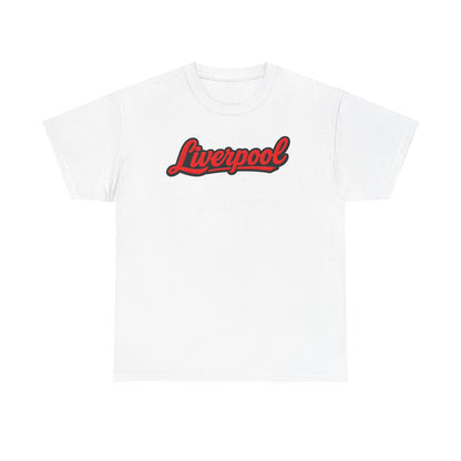 Liverpool Script T-Shirt — Retro Red Script Football Fan Tee