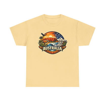 Australia Sunset Vintage Tee — Kangaroo & Surf Badge