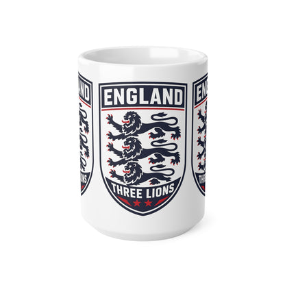 England Three Lions Ceramic Coffee Mug — 11oz & 15oz Football Fan Gift