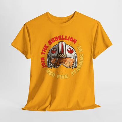 Rebel Pilot T-Shirt — "Join the Rebellion, Red Five" Vintage Helmet Design