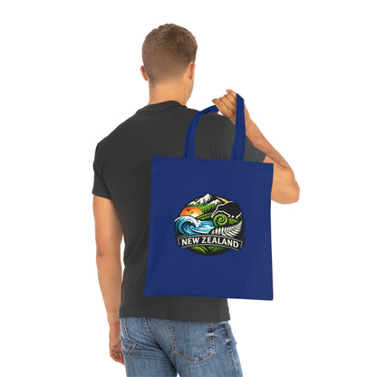 New Zealand Scenic Tote Bag — Kiwi, Fern & Mountain Cotton Shopper