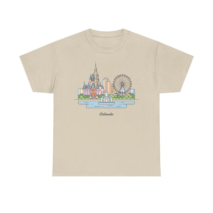 Orlando Skyline T-Shirt — Cute Cityscape Graphic Tee with 'Orlando' Text